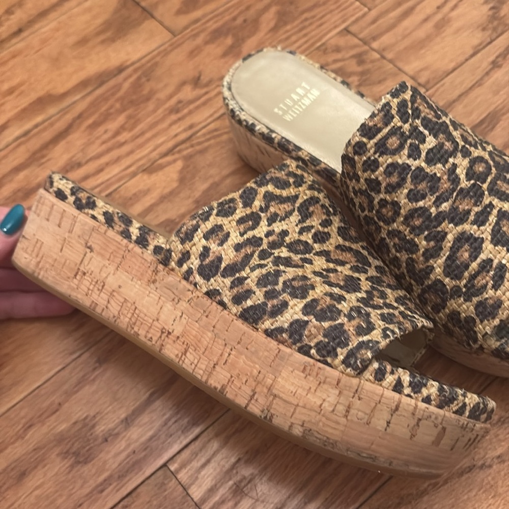 Stuart Weitzman Sandals Slides Cork Wedge Platform 6.5